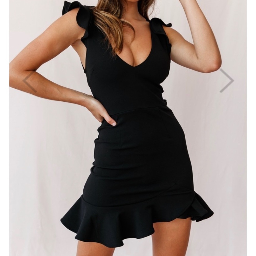 Selfie Leslie Take Note Frill Dress Black